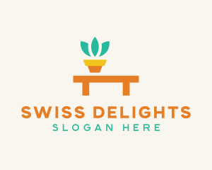 Pot Plant Furniture Bench logo design