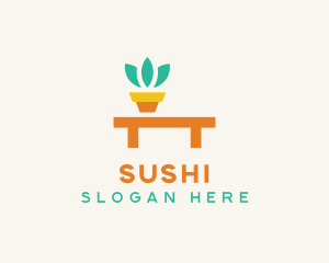 Pot Plant Furniture Bench logo design