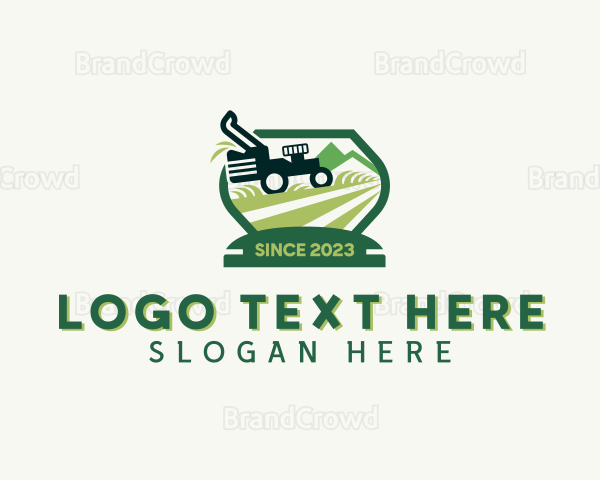 Grass Cutting Garden Lawn Mower Logo