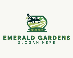 Grass Cutting Garden Lawn Mower logo design