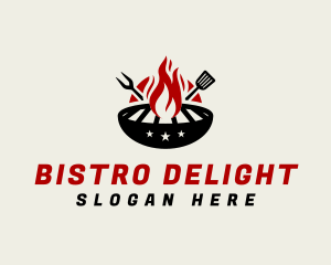 Fire Grill Fork Spatula logo design