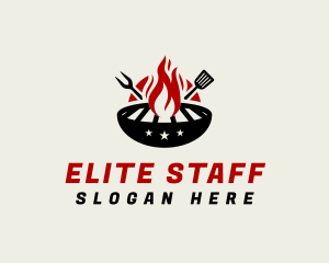 Fire Grill Fork Spatula logo design