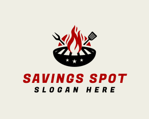 Fire Grill Fork Spatula logo design