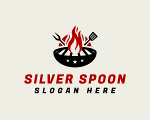 Fork - Fire Grill Fork Spatula logo design