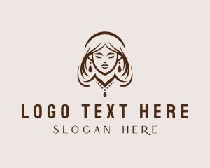 Girl - Woman Necklace Jewelry logo design