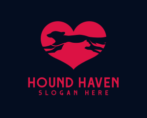 Hound - Running Hound Cat Pet logo design