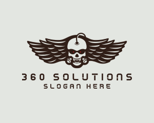 Angry Skull Wing logo design