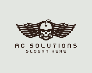 Angry Skull Wing logo design