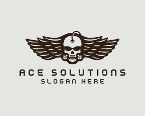 Angry Skull Wing logo design