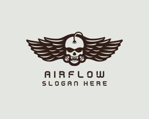 Angry Skull Wing logo design