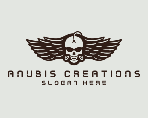 Angry Skull Wing logo design