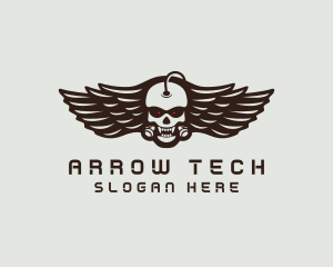 Angry Skull Wing logo design