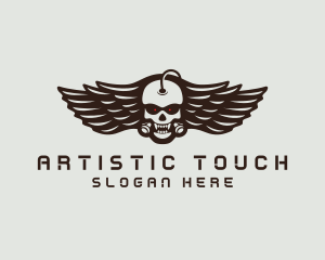 Angry Skull Wing logo design