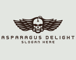 Angry Skull Wing logo design