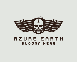 Angry Skull Wing logo design