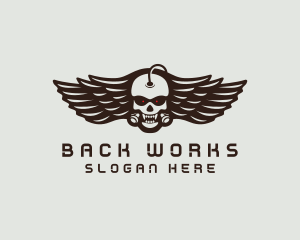 Angry Skull Wing logo design