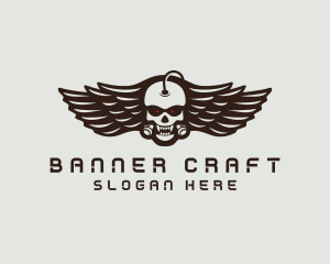 Angry Skull Wing logo design