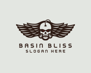 Angry Skull Wing logo design