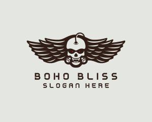 Angry Skull Wing logo design