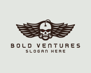 Angry Skull Wing logo design