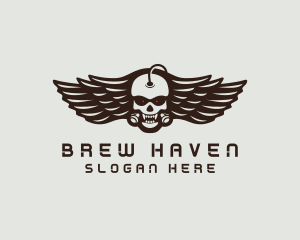 Angry Skull Wing logo design