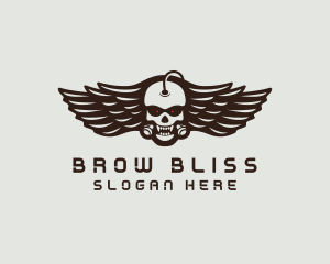 Angry Skull Wing logo design