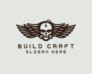 Angry Skull Wing logo design