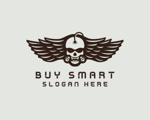 Angry Skull Wing logo design