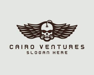 Angry Skull Wing logo design