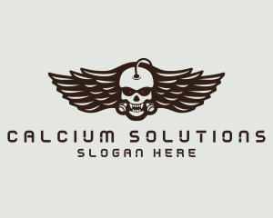 Angry Skull Wing logo design