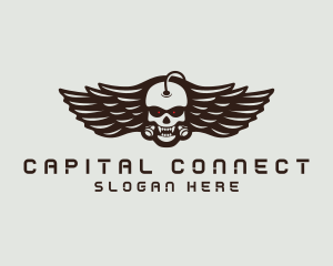 Angry Skull Wing logo design