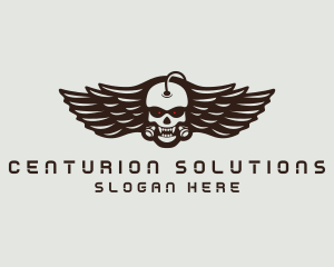 Angry Skull Wing logo design