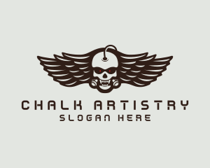 Angry Skull Wing logo design