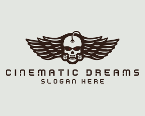 Angry Skull Wing logo design