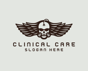 Angry Skull Wing logo design