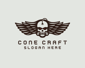 Angry Skull Wing logo design