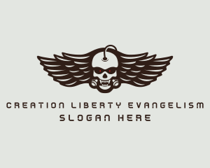 Angry Skull Wing logo design