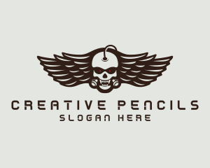 Angry Skull Wing logo design