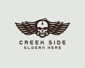 Angry Skull Wing logo design