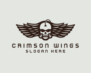 Angry Skull Wing logo design