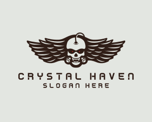 Angry Skull Wing logo design