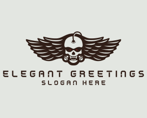 Angry Skull Wing logo design