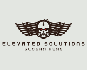 Angry Skull Wing logo design