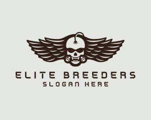 Angry Skull Wing logo design