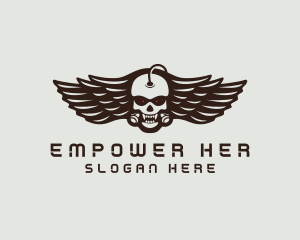 Angry Skull Wing logo design