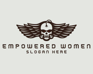 Angry Skull Wing logo design