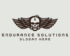 Angry Skull Wing logo design