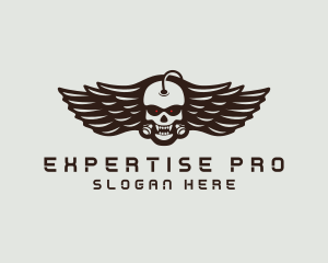 Angry Skull Wing logo design