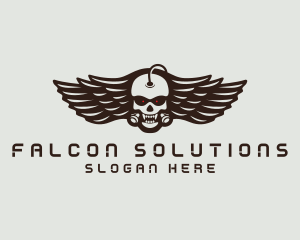 Angry Skull Wing logo design