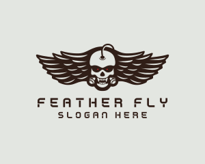 Angry Skull Wing logo design